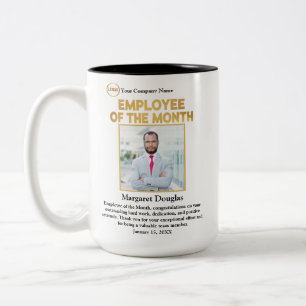 Employee of the Month Custom Photo   Gold & Black Two-Tone Coffee Mug