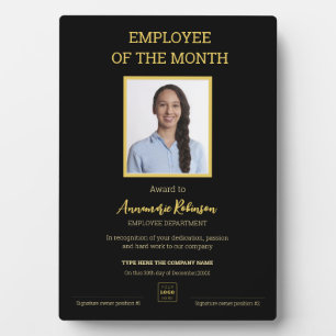 Employee of the month logo photo award plaque