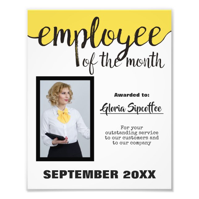 Employee of the month photo award certificate (Front)