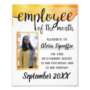 Employee of the month photo award certificate print