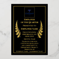 Employee of the Quarter Custom Foil Award 5×7