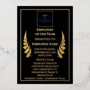 Employee of the Year Custom Foil Award 5×7 Frame Holiday Card