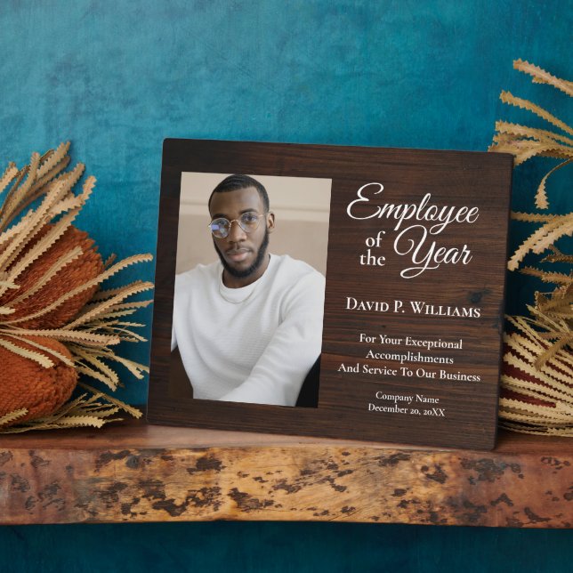 Employee Of The Year Photo Wood Custom Awards Plaque (Side)