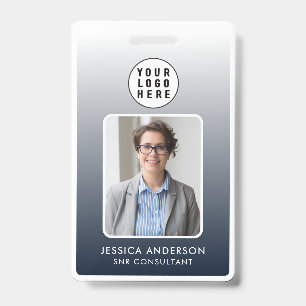 Employee Pass Photo Logo Navy Blue Gradient Badge