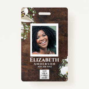 EMPLOYEE PHOTO BADGE QR Code Barcode Rustic Cala