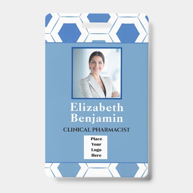 Employee Photo Bar Code Custom Medical Pharmacist Badge (Front)