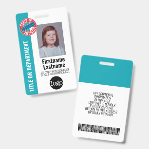 Employee Photo, Bar Code, Logo, Covid Vaccinated Badge