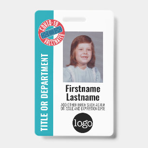 Employee Photo, Bar Code, Logo, Covid Vaccinated Badge