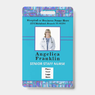 Employee Photo Bar Code Logo Custom Medical Nurse Badge