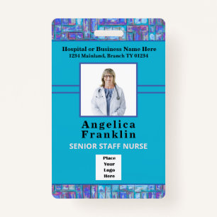 Employee Photo Bar Code Logo Custom Medical Nurse Badge
