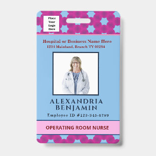 Employee Photo Bar Code Logo Medical Nurse Badge