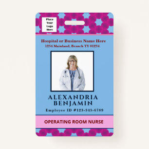 Employee Photo Bar Code Logo Medical Nurse Badge