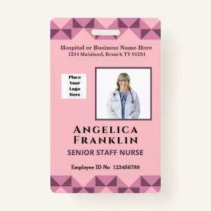 Employee Photo Bar Code Logo Name Custom Card Badge
