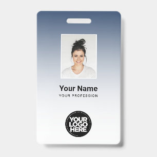 Employee Photo Bar Code Logo Name Gradient Badges