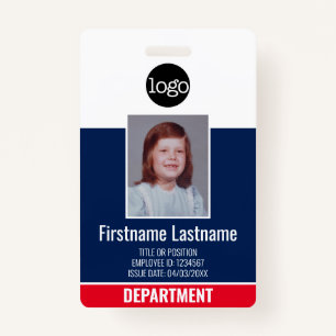 Employee Photo, Bar QR Code, Logo, Title NAME ID Badge