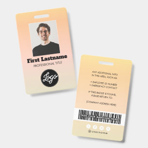 Employee Photo Barcode Logo Name Gradient Badge