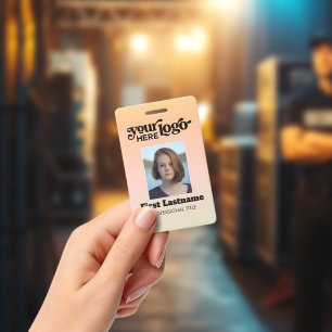 Employee Photo Barcode Logo Name Gradient Badge