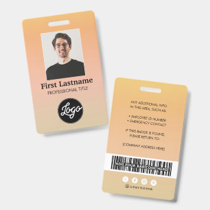 Employee Photo Barcode Logo Name Gradient Badge