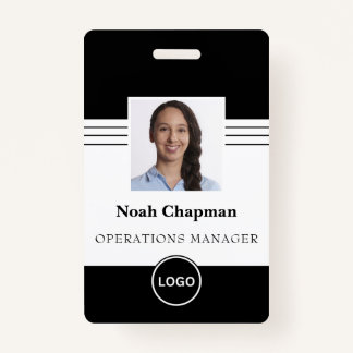 Employee Photo Business Logo Barcode ID Badge