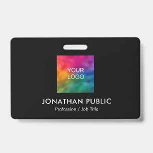 Employee Photo Business Logo Modern Elegant ID Badge