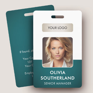 Employee Photo Company Logo Green Security ID Badge