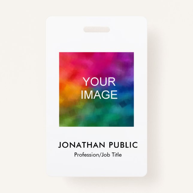 Employee Photo Company Logo Here Name And Title Badge (Front)