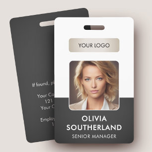 Employee Photo Company Logo Security ID Grey Badge
