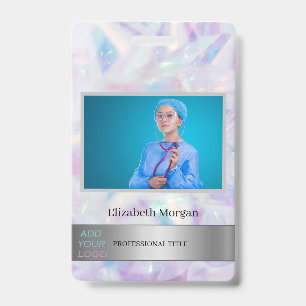 Employee Photo Cool Holographic Add Your Logo Badge