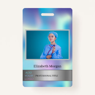 Employee Photo Holographic Add Your Logo Badge