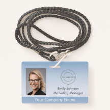 Employee Photo ID Badge | Blue | QR Code Optional