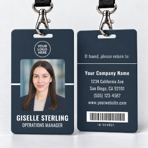 Employee Photo ID Bar Code Company Work Badge