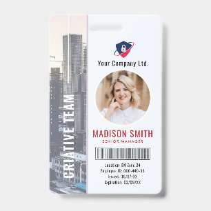 Employee Photo ID Barcode Logo Classic Badge