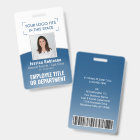 Employee Photo ID Barcode Logo Classic Blue Curve