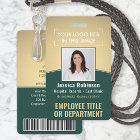 Employee Photo ID Barcode Logo Green & Gold Curve