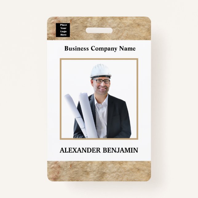 Employee Photo Id Card Logo Bar Code Custom  Badge (Front)