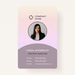 Employee Photo ID Company Logo Grey And Pale Pink Badge