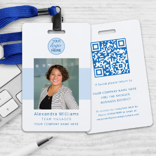 Employee photo ID Company Security QR Code Badge