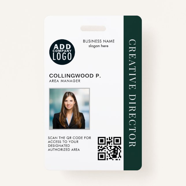 Employee Photo ID Custom QR Code Custom Badge (Front)
