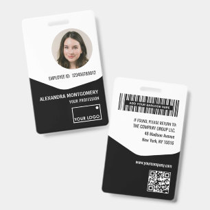 Employee Photo ID Logo Barcode QR Code Name Title  Badge