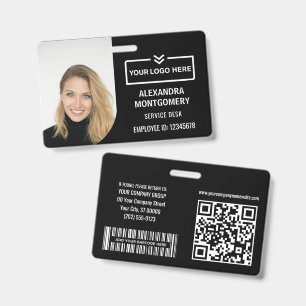 Employee Photo ID Logo Barcode QR Code Name Title  Badge