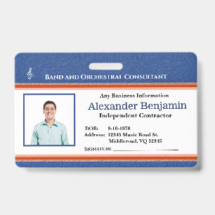 Employee Photo ID Logo Music Conductor Custom Badge