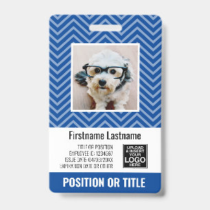 Employee Photo ID - modern chevron, logo, bar code Badge