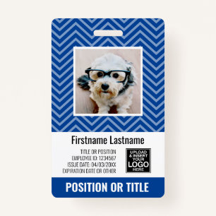 Employee Photo ID - modern chevron, logo, bar code Badge