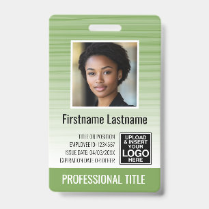Employee Photo ID - modern stripes, logo, bar code Badge