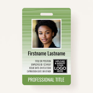 Employee Photo ID - modern stripes, logo, bar code Badge