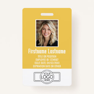 Employee Photo ID modern yellow, logo professional Badge