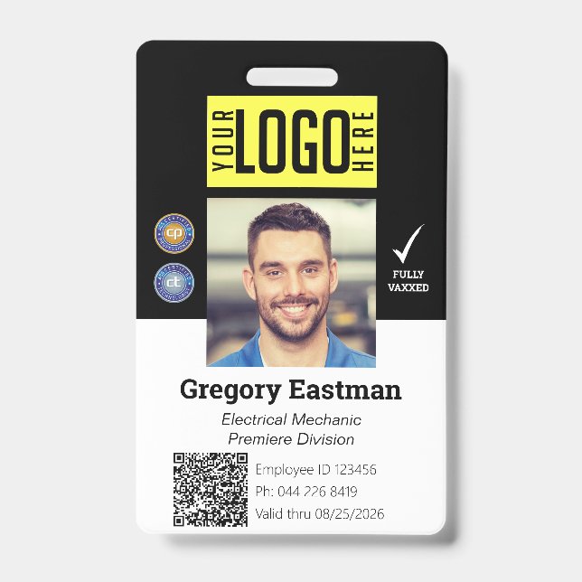 Employee Photo ID QR Code Black Badge (Front)