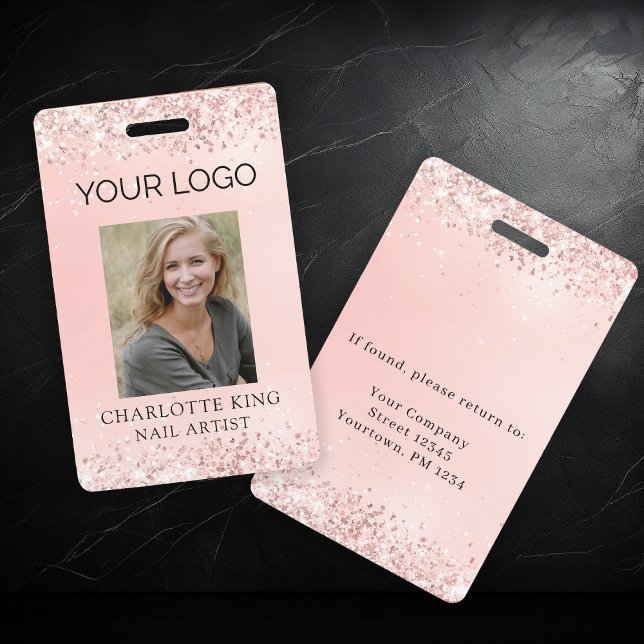  Employee Photo ID Rosegold Glitter Salon Badge (Creator Uploaded)