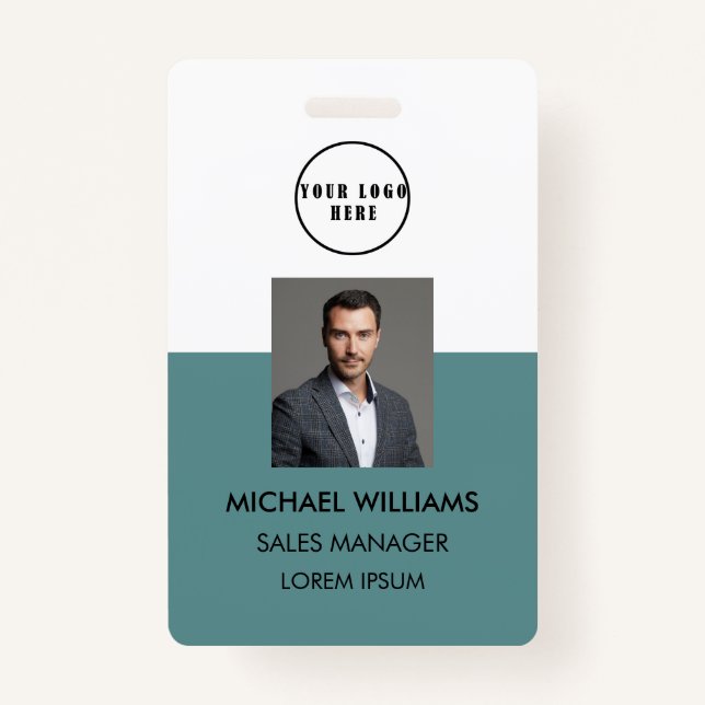 employee Photo-ID Weiss Green Blue ID Badge (Front)