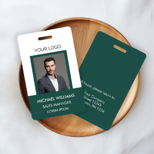 Employee Photo ID White Green Badge
